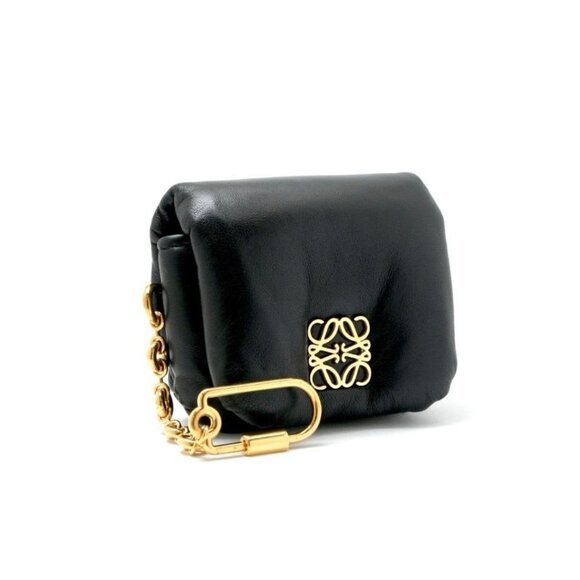 Loewe Charm Black Gold Anagram Accessory Puffer Goya Case